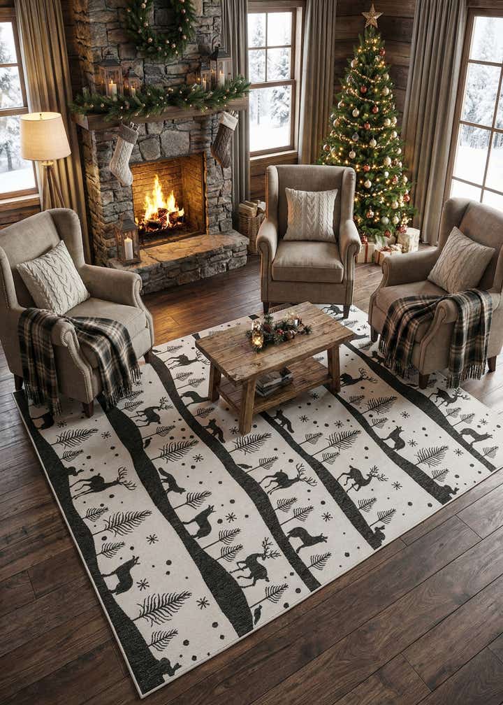 9' x 12' Easy-Clean Holiday Indoor / Outdoor Rug