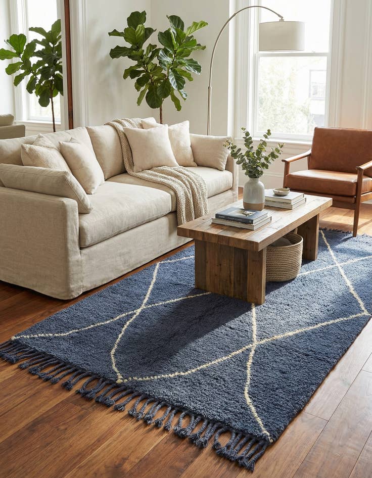 Detail image of 4' 8 x 8' 6  Hand Knotted Moroccan Wool Rug