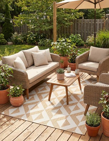 Beige Easy-Clean Jill Zarin Napa Indoor / Outdoor Rug
