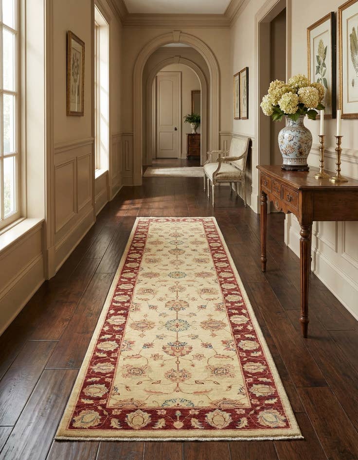 Detail image of 2' 8 x 9' 8  Hand Knotted Peshawar Ziegler Runner Rug