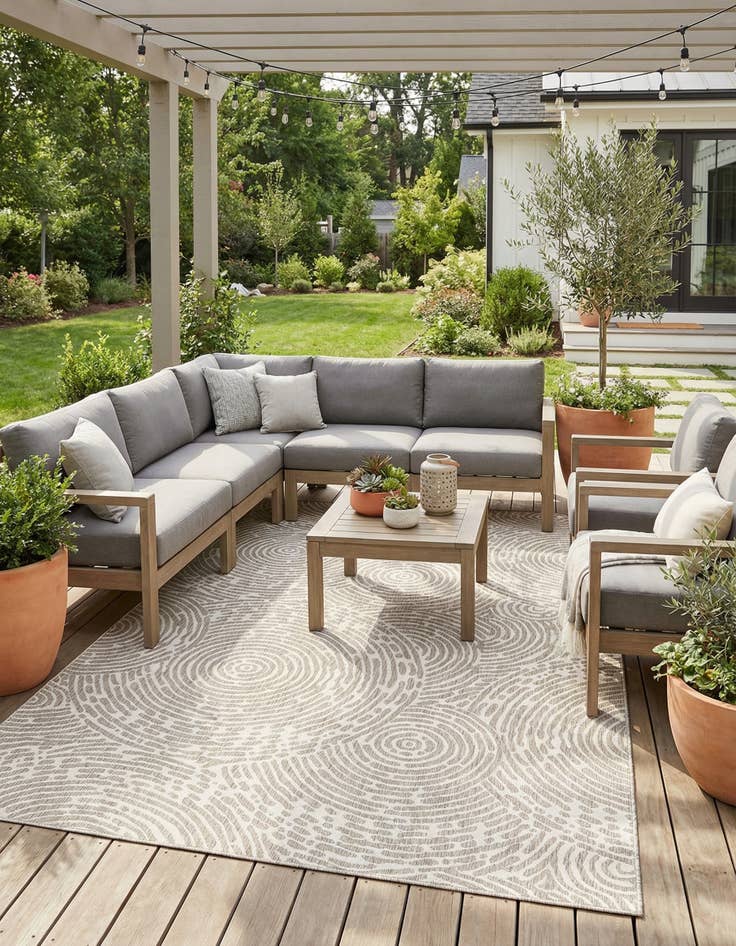 Detail image of 10' x 14'  Washable Modern Indoor / Outdoor Rug