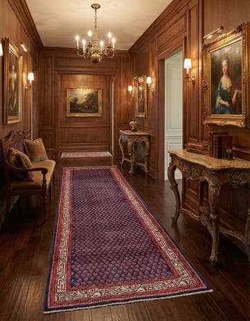 4' 5 x 11' Hand Knotted Farahan Persian Wool Runner Rug