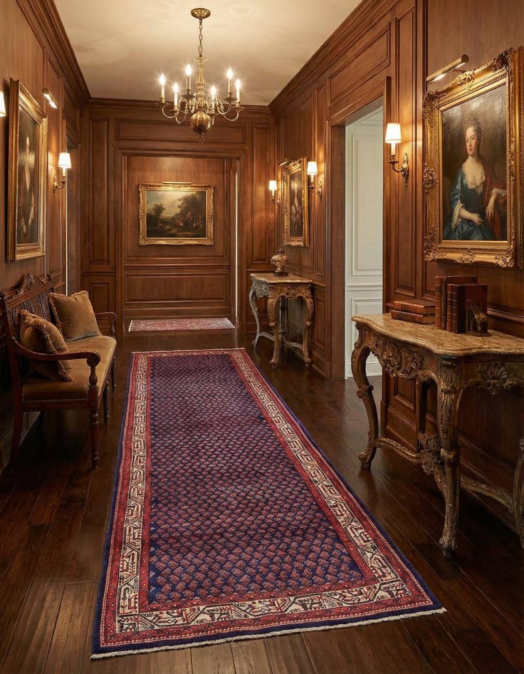 Detail image of 4' 5 x 11'  Hand Knotted Farahan Persian Wool Runner Rug