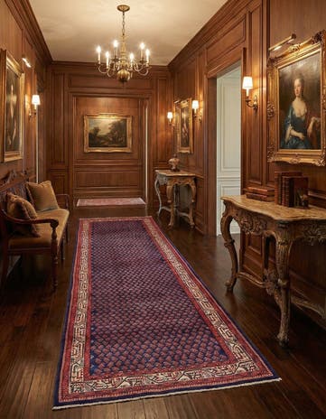 4' 5 x 11' Hand Knotted Farahan Persian Wool Runner Rug