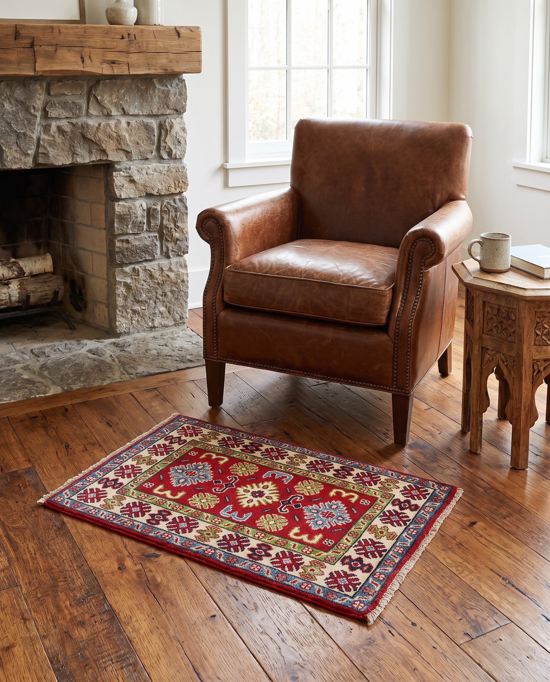 1' 11 x 3' Hand Knotted Kazak Rug