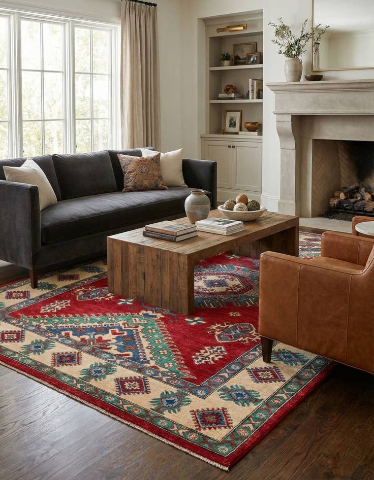 Detail image of 6' 8 x 9' 8  Hand Knotted Kazak Rug