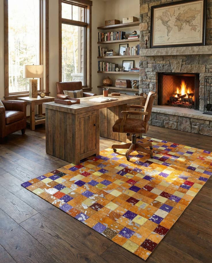 Detail image of 4' 11 x 7' 11 Cowhide - Patchwork Rug