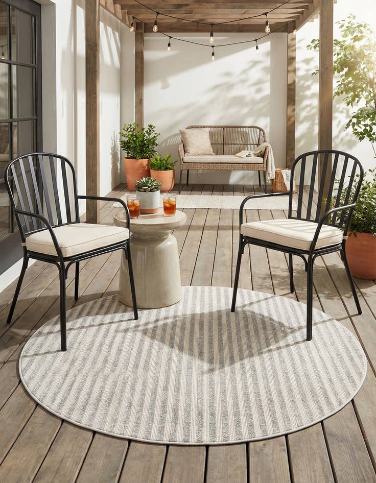 Detail image of 5' x 5'  Washable Sabrina Soto Indoor / Outdoor Round Rug