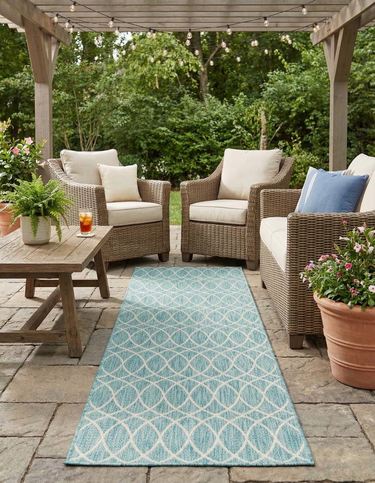 Detail image of 3' x 10'  Washable Trellis Indoor / Outdoor Runner Rug