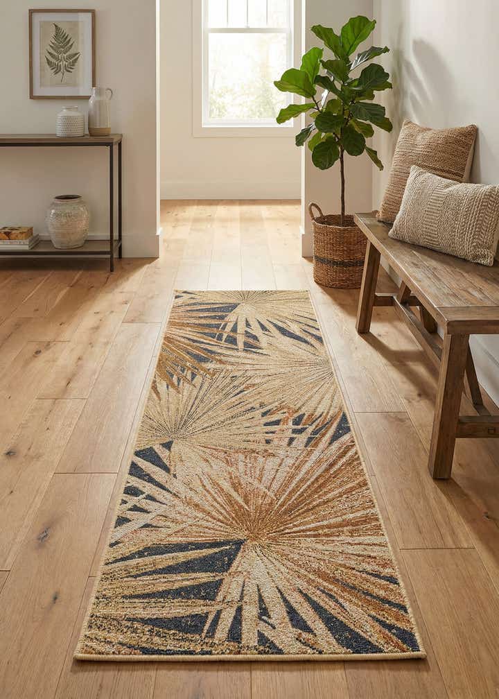 2' x 6' Easy-Clean Botanical Indoor / Outdoor Runner Rug