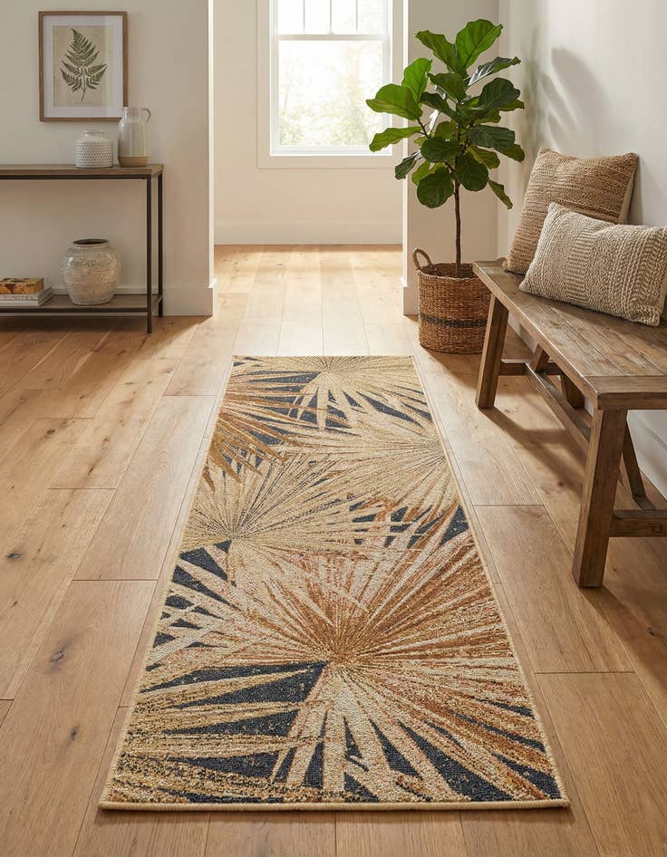 Detail image of 2' x 6' Easy-Clean Botanical Indoor / Outdoor Runner Rug