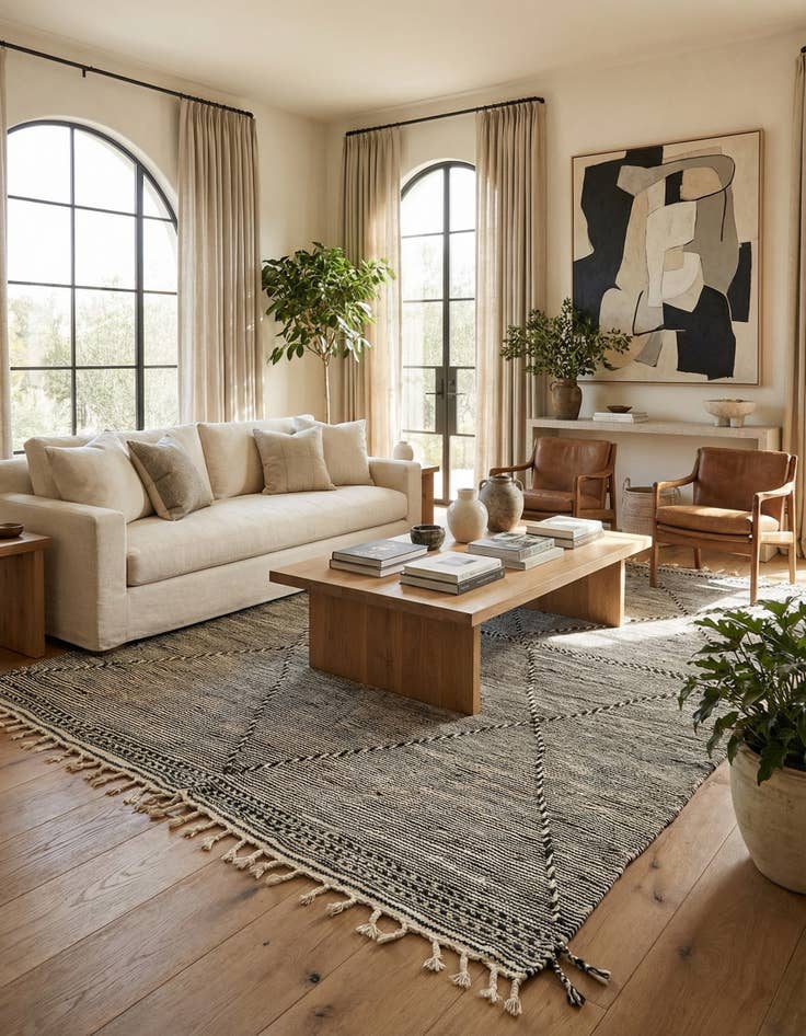 Detail image of 6' 6 x 10' 4  Hand Knotted Moroccan Wool Rug