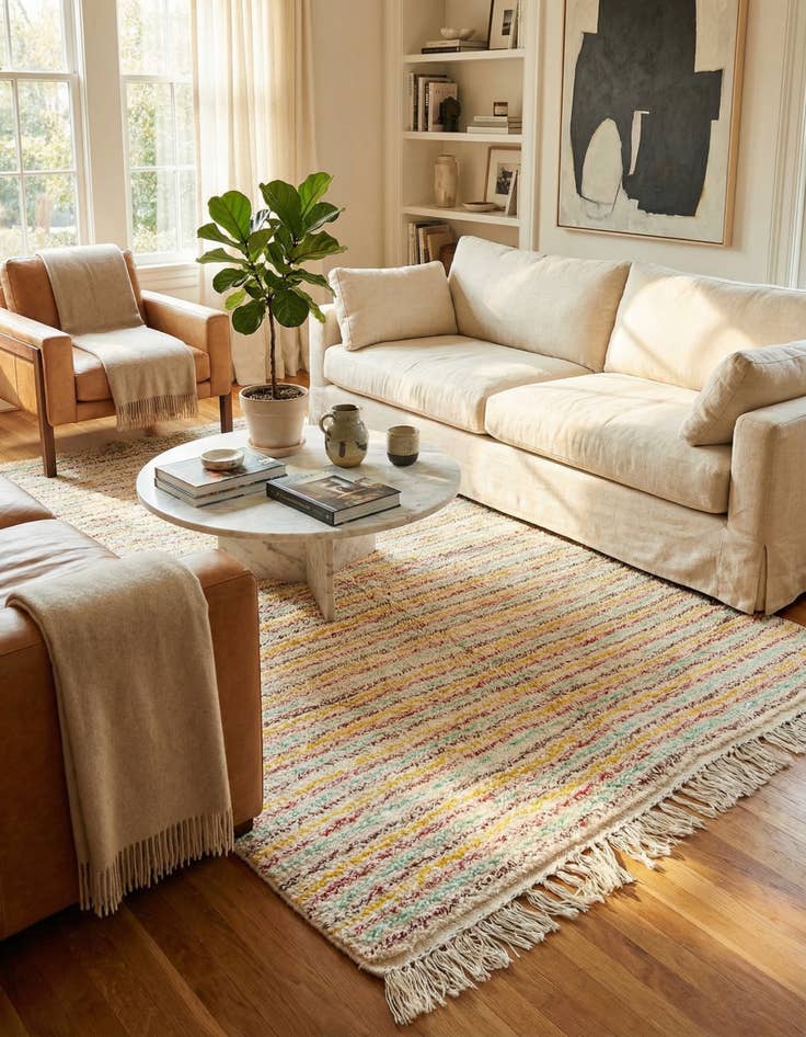 Detail image of  5' 4 x 9' 2  Hand Knotted Moroccan Wool Rug