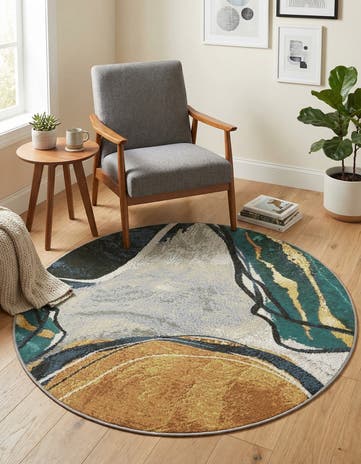 3' 3 x 3' 3 Easy-Clean Modern Indoor / Outdoor Round Rug