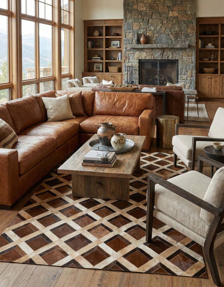 Detail image of 5' 2 x 8' Cowhide - Patchwork Rug