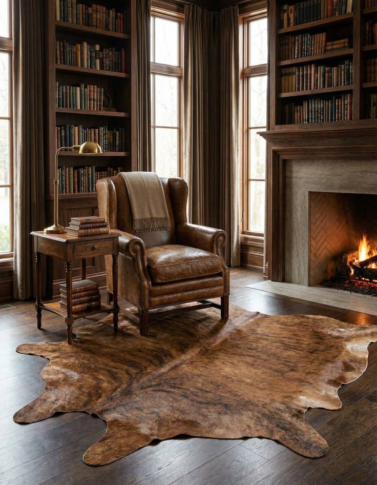 Detail image of 5' 10 x 6' 1 Cowhide Leather Square Rug