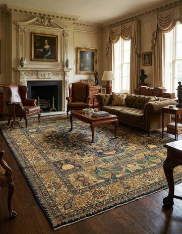 9' 10 x 12' 10 Hand Knotted Kashan Persian Wool Rug