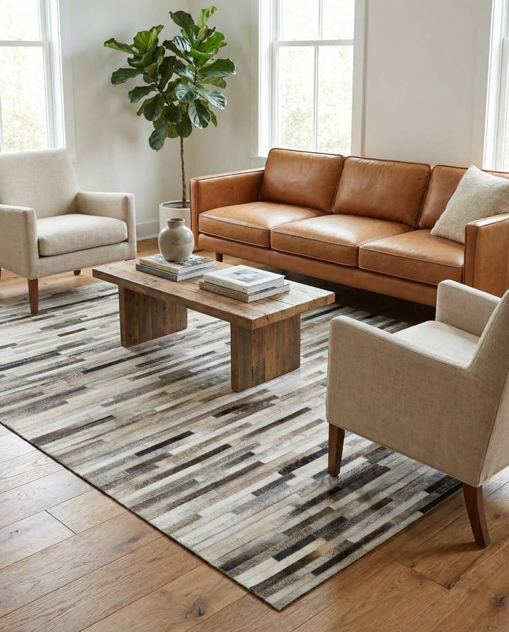 Detail image of 5' 1 x 7' 11 Cowhide Stocks Rug