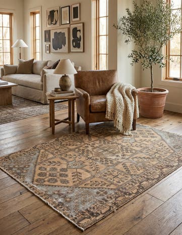 4' 9 x 6' Hand Knotted Ultra Vintage Persian Wool Rug