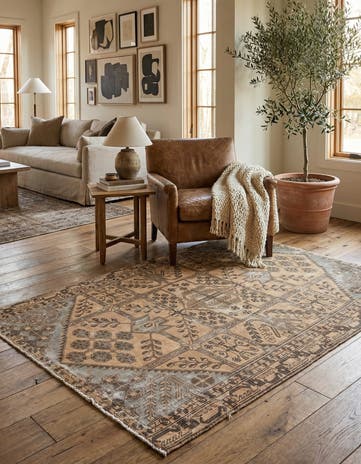 4' 9 x 6' Hand Knotted Ultra Vintage Persian Wool Rug