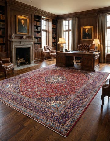 9' 7 x 13' Hand Knotted Mashad Persian Wool Rug