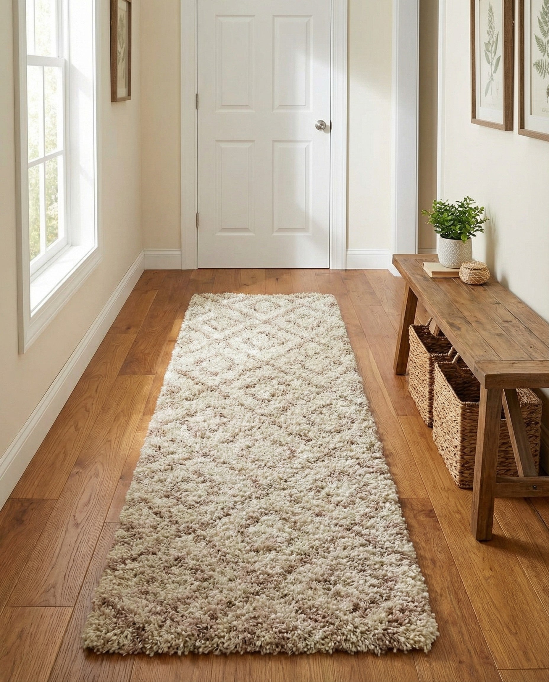  2' x 7' Lattice Shag Runner Rug