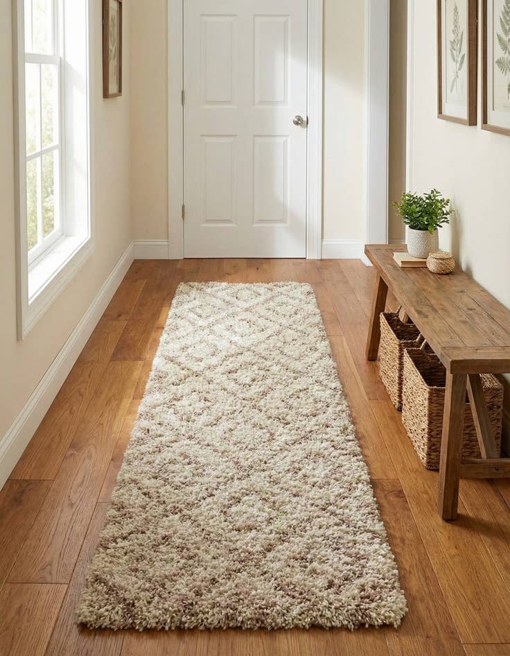 Detail image of  2' x 7' Lattice Shag Runner Rug