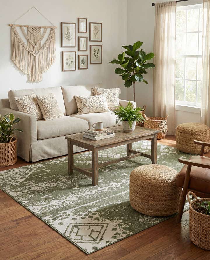 9' x 12' Easy-Clean Bohemian Indoor / Outdoor Rug