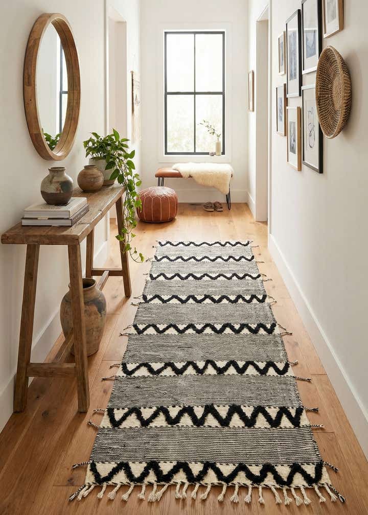 4' 5 x 8' 3 Hand Knotted Moroccan Wool Runner Rug