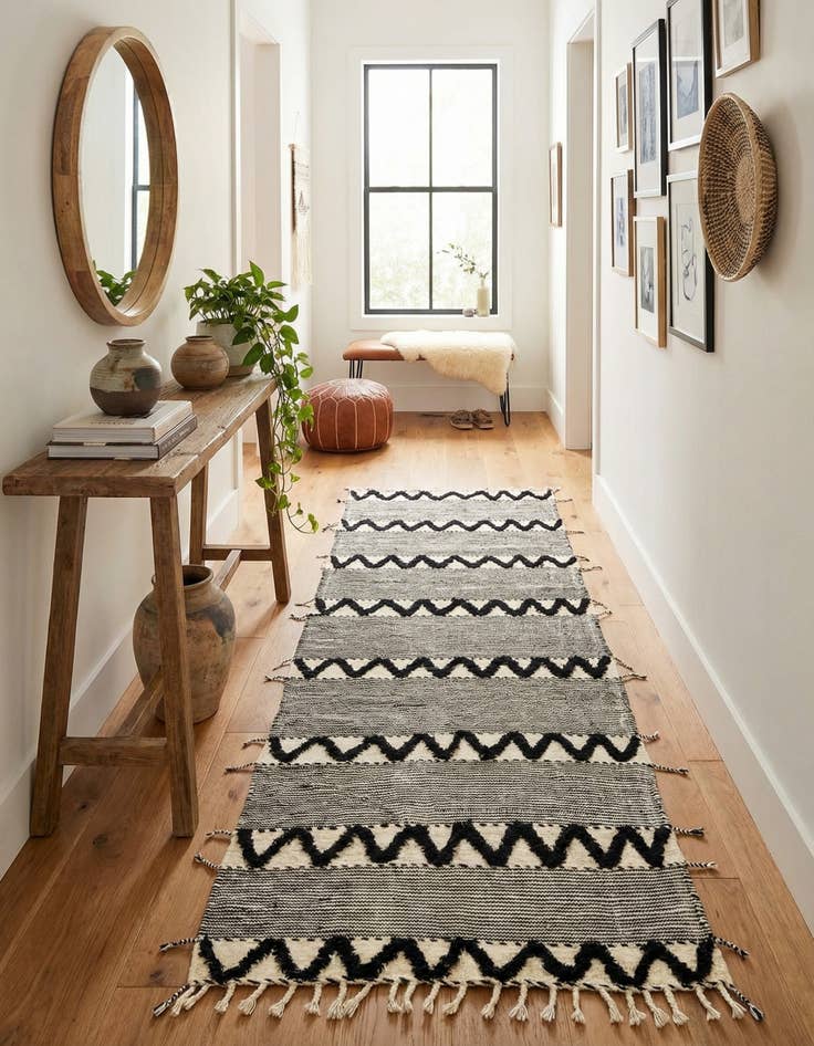 Detail image of 4' 5 x 8' 3  Hand Knotted Moroccan Wool Runner Rug