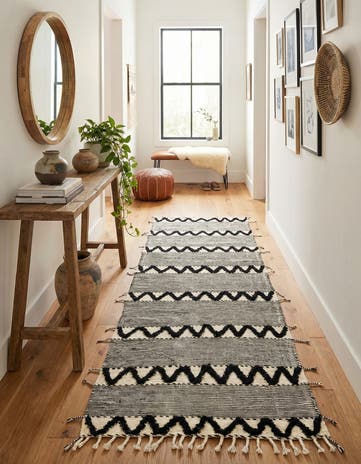 4' 5 x 8' 3 Hand Knotted Moroccan Wool Runner Rug