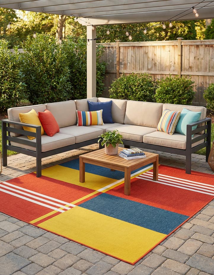 7' 10 x 7' 10 Easy-Clean Modern Indoor / Outdoor...