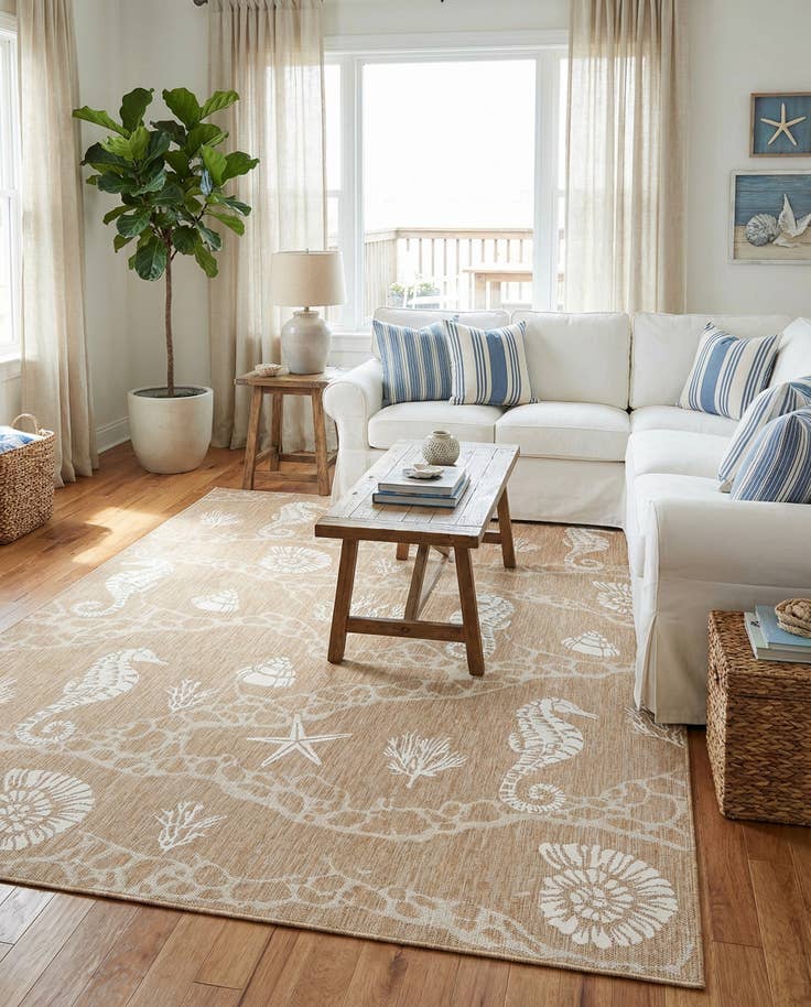 Detail image of 10' x 14' Easy-Clean Coastal Indoor / Outdoor Rug