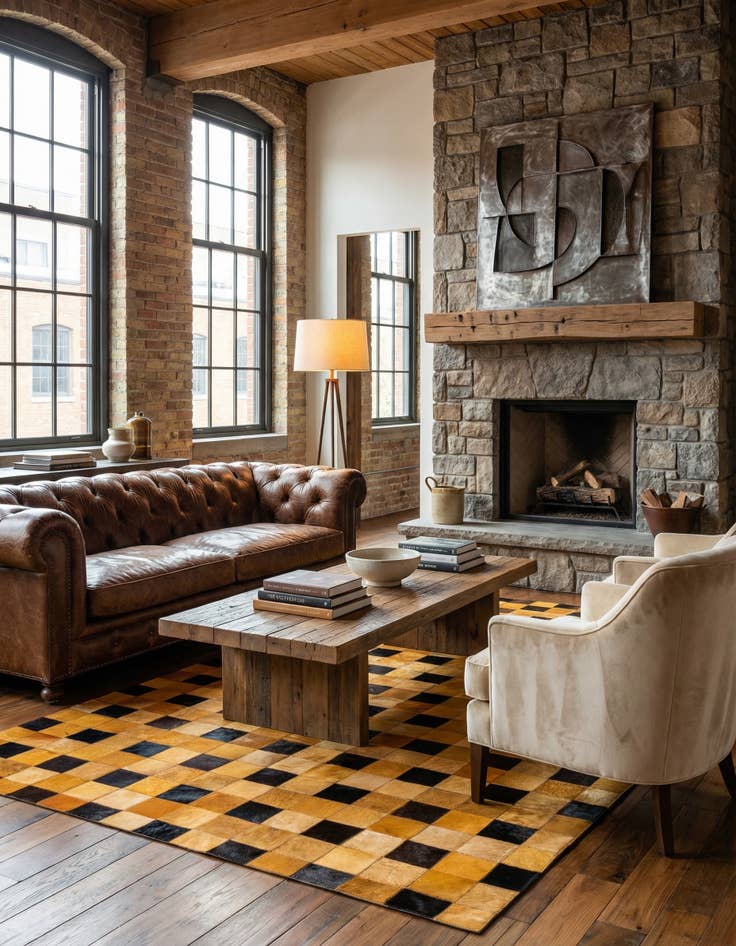 Detail image of  5' 1 x 8' Cowhide Stocks Rug