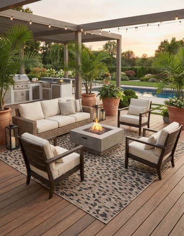 Natural Easy-Clean Safari Indoor / Outdoor Square Rug
