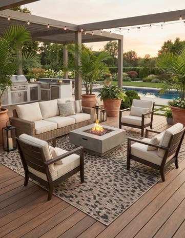 Natural Easy-Clean Safari Indoor / Outdoor Square Rug