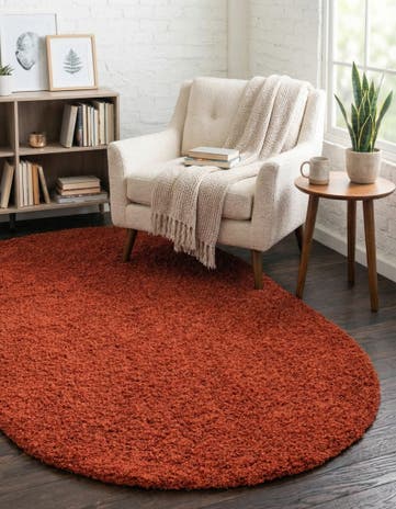 3' x 5' 3 Solid Shag Oval Rug