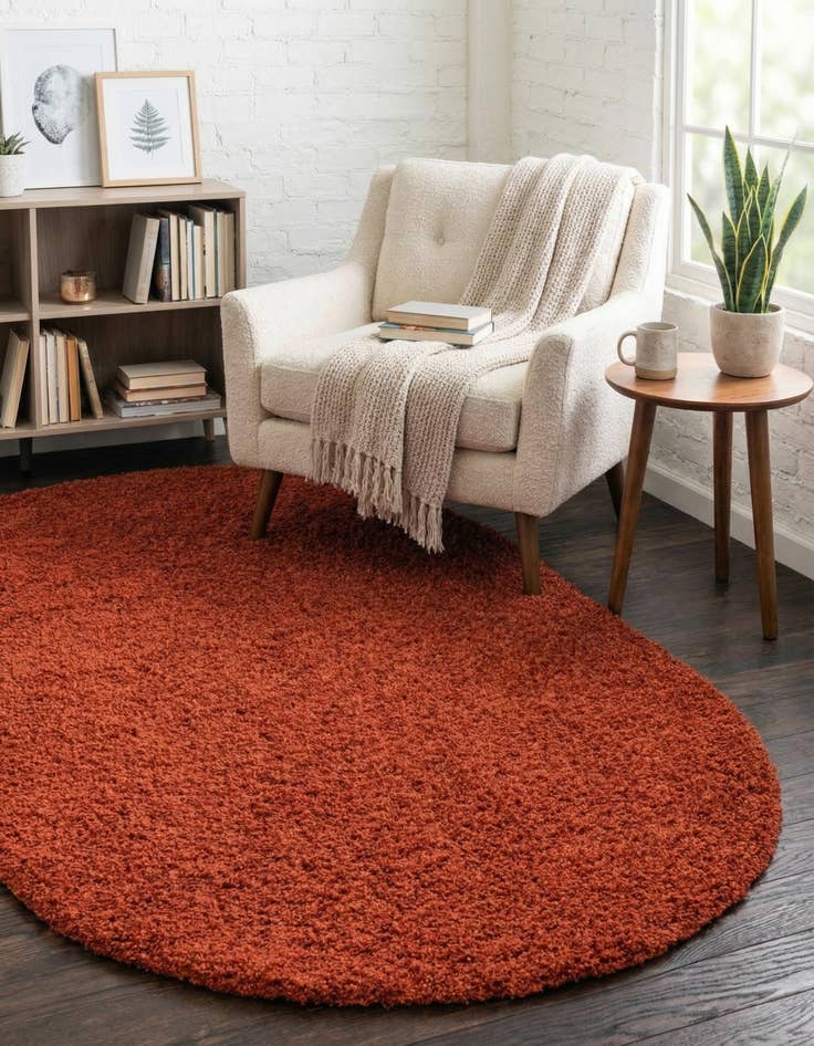 Detail image of 3' x 5' 3 Solid Shag Oval Rug