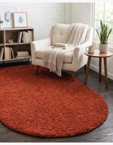 3' x 5' 3 Solid Shag Oval Rug