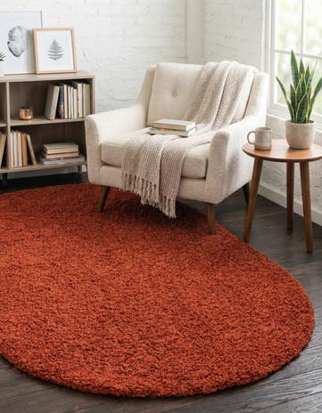 3' x 5' 3 Solid Shag Oval Rug
