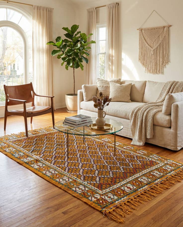 Detail image of 5' 4 x 9' Hand Knotted Moroccan Oriental Wool Rug