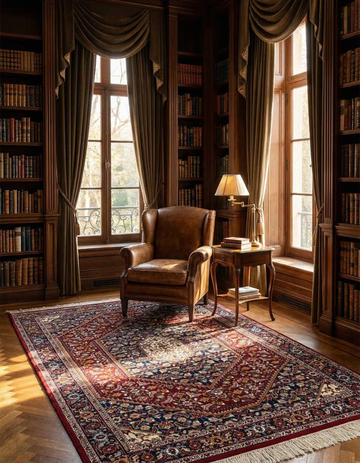 Detail image of 4' 2 x 6' 5  Hand Knotted Birjand Oriental Wool Rug