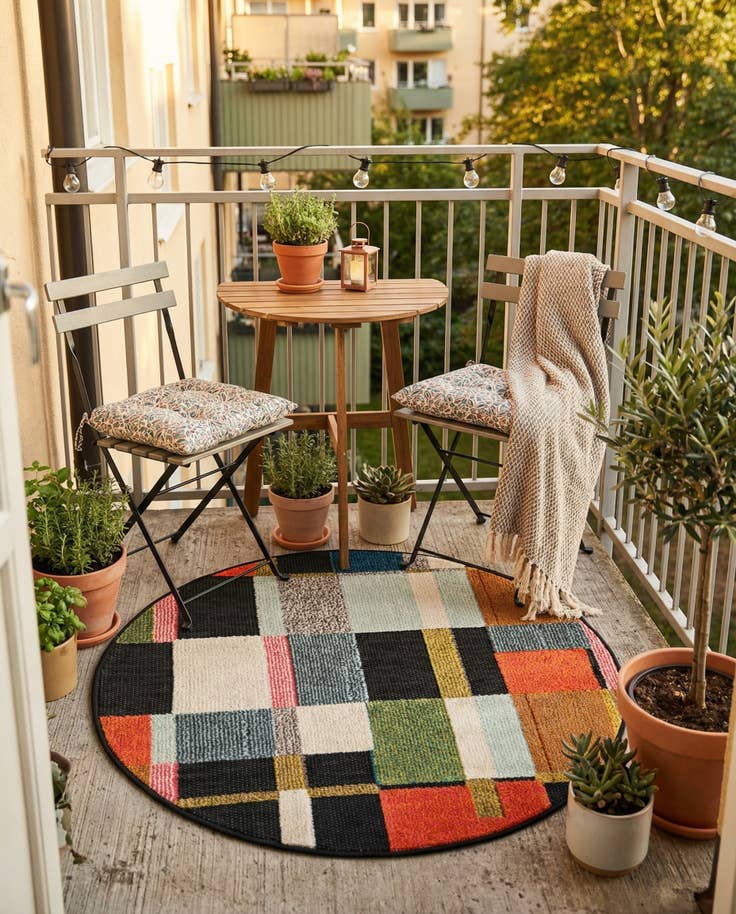 Detail image of 3' x 3' Easy-Clean Casablanca Indoor / Outdoor Round Rug