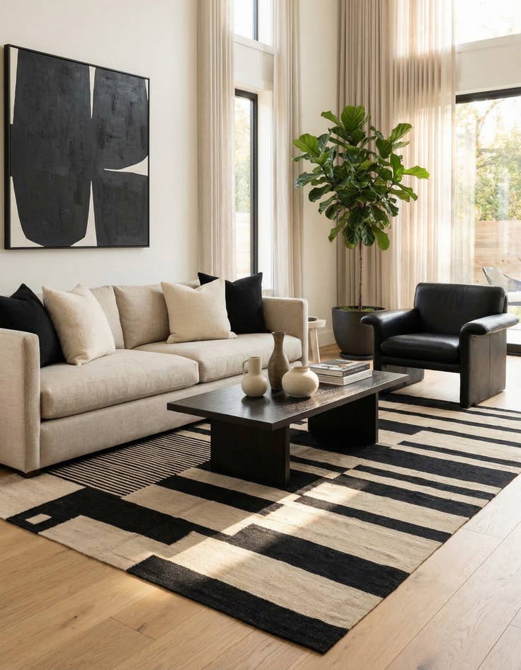 Detail image of 5' x 7'  Hand Woven Kilim Modern Wool Rug