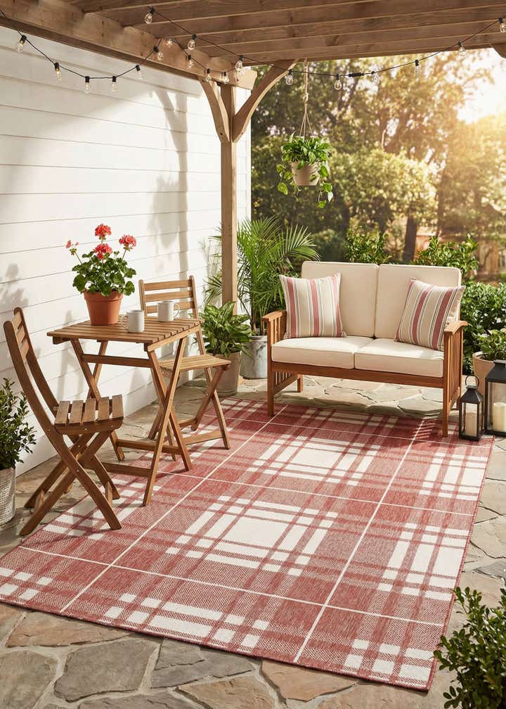 5' 3 x 8' Easy-Clean Checkered Indoor / Outdoor Rug