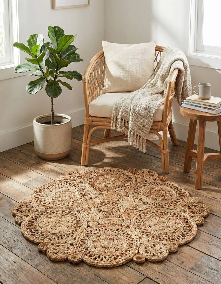 Detail image of 2' x 2'  Hand Braided Jute Round Rug