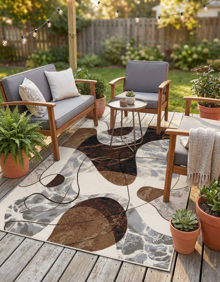 Detail image of 5' x 8'  Washable Modern Indoor / Outdoor Rug