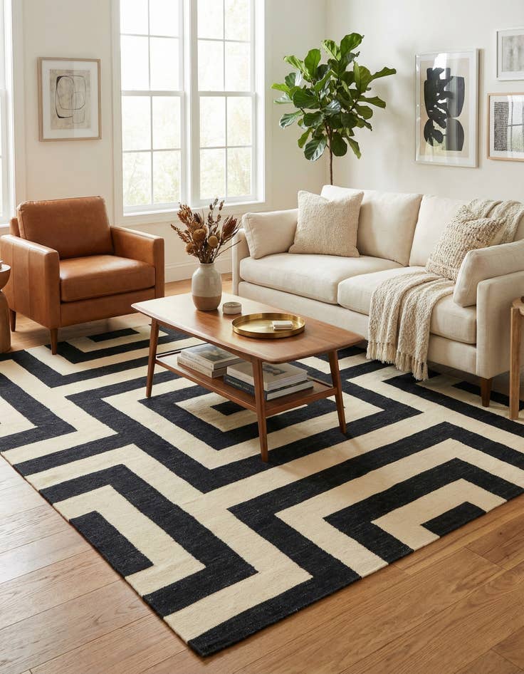 Detail image of 6' x 7' 8  Hand Woven Kilim Modern Wool Rug