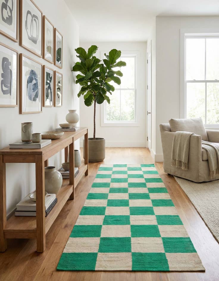 Detail image of 2' 10 x 9' 8  Hand Woven Kilim Modern Wool Runner Rug