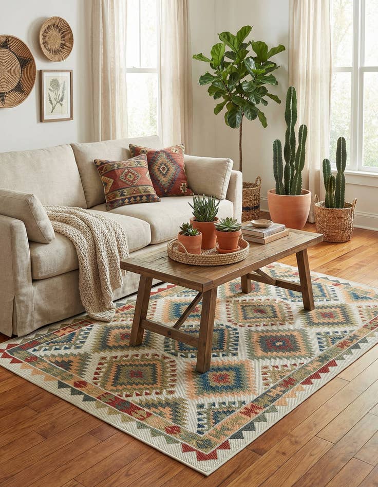 Detail image of 5' 3 x 8'  Washable Baja Indoor / Outdoor Rug